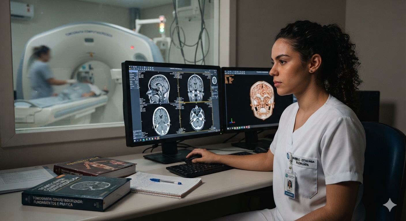 Estudante de radiologia estudando Tomografia Computadorizada